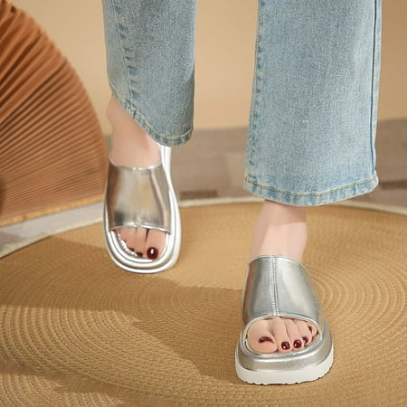 Sawvnm Women s Summer Casual Platform Slippers Thick Bottom Wedged-heel Fashion Solid Color Slippers Great Gifts for Less Silver US:6
Sawvnm Women s Summer Casual Platform Slippers Thick Bottom Wedged-heel Fashion Solid Color Slippers Great Gifts for Less Silver US:6