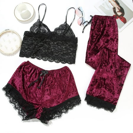 MRULIC lingerie for women Women s Pajamas Lace Velvet Solid Color Lace Three-Piece Pajamas Nightdress Underwear Sleepwear Wine + XL
MRULIC lingerie for women Women s Pajamas Lace Velvet Solid Color Lace Three-Piece Pajamas Nightdress Underwear Sleepwear Wine + XL