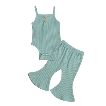 Infant Baby Girls 2Pcs Outfit Solid Color Sleeveless Suspender Romper Long Bell-Bottom Pants Set
Infant Baby Girls 2Pcs Outfit Solid Color Sleeveless Suspender Romper Long Bell-Bottom Pants Set