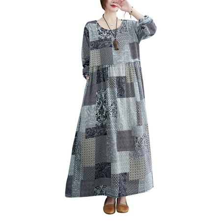 OWSOO Women Loose Dress Vintage Printed with Pocket Long Sleeves Round Neck Casual Holiday Dress
OWSOO Women Loose Dress Vintage Printed with Pocket Long Sleeves Round Neck Casual Holiday Dress