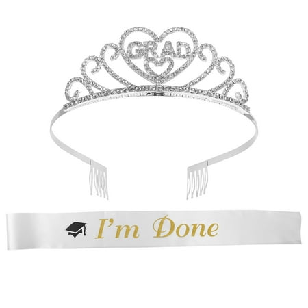 1 Set Graduation Etiquette Belt Crystal Crown Set 2021 Graduation Supplies