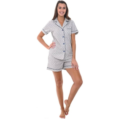 Alexander Del Rossa Womens Pajamas Gray Diamond Shapes and Piping Small