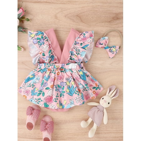 2023 0-24M Baby Girls Romper Dress Cute Rabbit Flower Print V Neck Ruffle Patchwork Summer Playsuit+Headband 2pcs
2023 0-24M Baby Girls Romper Dress Cute Rabbit Flower Print V Neck Ruffle Patchwork Summer Playsuit+Headband 2pcs