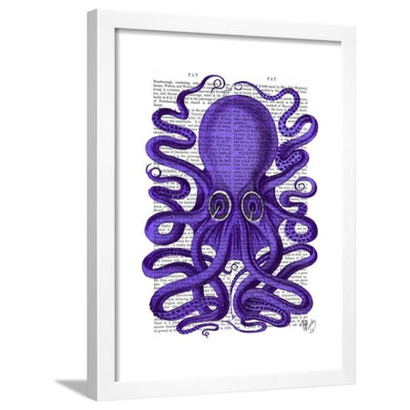 Purple Octopus Framed Print Wall Art By Fab Funky