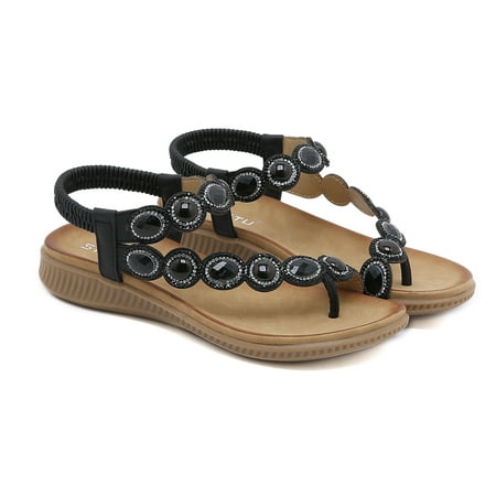 Women‘s Rhinestone Toe Loop Sandals Boho Style Elastic Strap Slip On Wedge Sandals Casual Beach Travel Shoes
Women‘s Rhinestone Toe Loop Sandals Boho Style Elastic Strap Slip On Wedge Sandals Casual Beach Travel Shoes