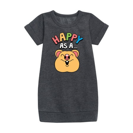Instant Message - Happy As A Quokka - Toddler & Youth Girls Fleece Dress