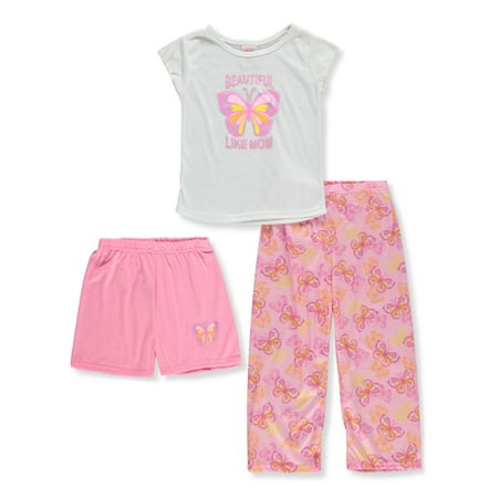 Mon Petit Girls 3-Piece Butterfly Pajamas Set - white/multi 3t (Toddler)