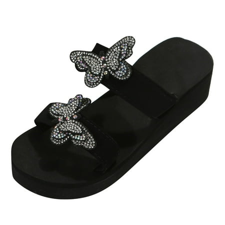 GWAABD Cheap Sandals for Women Slope Heel Thick Bottom Beach Slipper Bright Diamond Butterfly Fashion Slippers
GWAABD Cheap Sandals for Women Slope Heel Thick Bottom Beach Slipper Bright Diamond Butterfly Fashion Slippers
