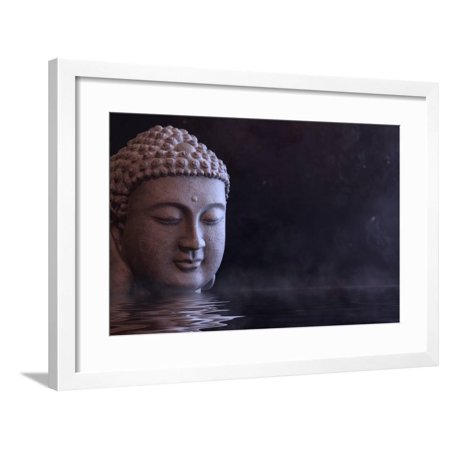 Buddha Zen, Religious Concept on Dark Ground Framed Print Wall Art By Karneg