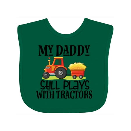 Inktastic Farming Daddy Plays with Tractors Gift Baby Boy or Baby Girl Bib