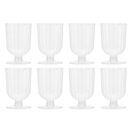 20pcs 240ml Disposable Cups Mousse Goblet Stripe Red Wine Cups Champagne Cups