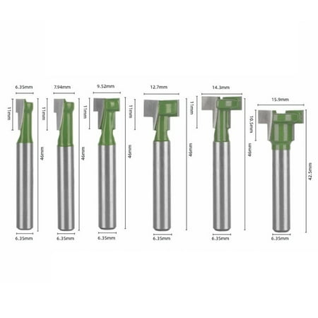 6.35mm Shank T-Slot Cutter Router Bit Set T Slotting Milling Cutter Woodworking
6.35mm Shank T-Slot Cutter Router Bit Set T Slotting Milling Cutter Woodworking