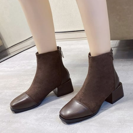 MIASHUI Zipper Elastic Fashion Women s Midheel Toe Boots Round Shoes Short Women s Boots Women Sneakers Shoes Wedges Women Shoes Casual