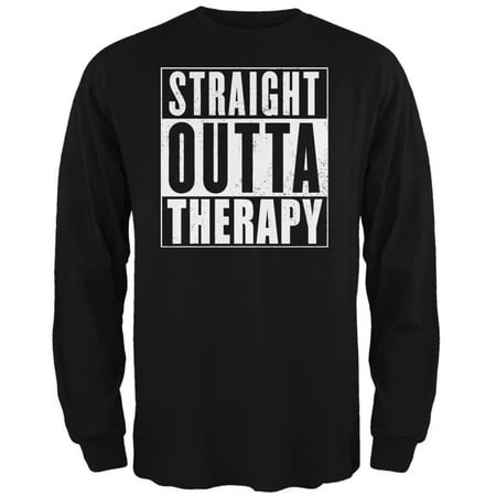 Straight Outta Therapy Black Adult Long Sleeve T-Shirt