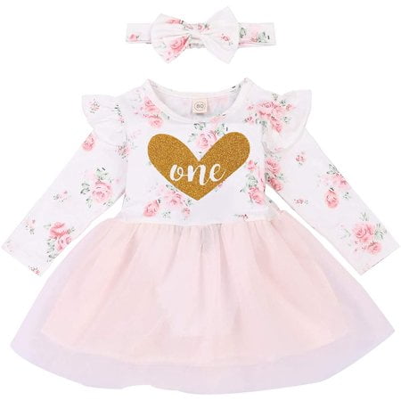 Viworld Infant Baby Girl One-Piece Dress Kids Floral Heart One Long Sleeve Tutu Ruffled Dress with Bowknot Headband Outfits (White 6-13M)
Viworld Infant Baby Girl One-Piece Dress Kids Floral Heart One Long Sleeve Tutu Ruffled Dress with Bowknot Headband Outfits (White 6-13M)