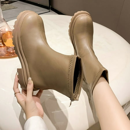 Gubotare Muck Boots For Women Women s Ankle Boot Dress Bootie With Side Zipper Khaki 7