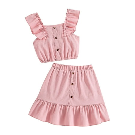 Toddler Girls Outfits Holiday Outfits Summer Fly Sleeve Solid Tops And Skirts 2Pcs Set Fall Girls Clothings 8 Years-9 Years
Toddler Girls Outfits Holiday Outfits Summer Fly Sleeve Solid Tops And Skirts 2Pcs Set Fall Girls Clothings 8 Years-9 Years