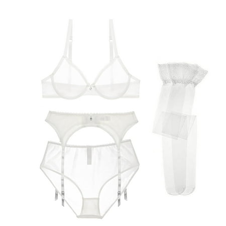 Varsbaby Women s Underwire Sheer Bra and High Waist Panties Sets and Sheer Garter Belt with Stockings
Varsbaby Women s Underwire Sheer Bra and High Waist Panties Sets and Sheer Garter Belt with Stockings