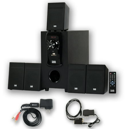 Acoustic Audio AA5150 Home Theater 5.1 Speaker System with Bluetooth Optical Input and FM Tuner