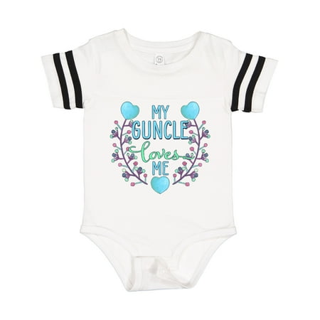 Inktastic My Guncle Loves Me- Painted Flowers and Hearts Gift Baby Boy or Baby Girl Bodysuit