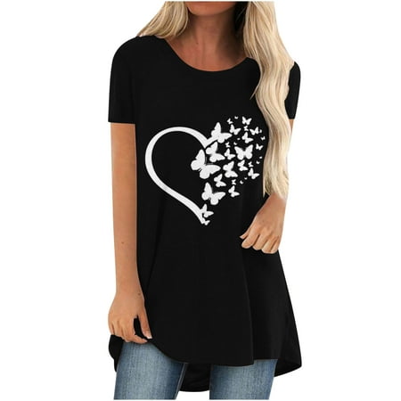 Women s Tops Summer Heart Butterfly Print Crew Neck Pullover Short Sleeve Youth Versatile T-Shirt Tops
Women s Tops Summer Heart Butterfly Print Crew Neck Pullover Short Sleeve Youth Versatile T-Shirt Tops
