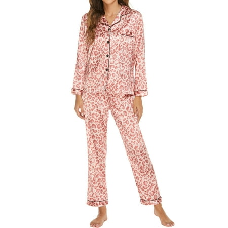 ViLaViDe Womens Two Piece Stretch Satin Homewear Pajamas Set