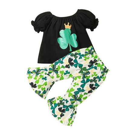 Infant Baby Girl Clothes Suits Green Clover Print St Patrick s Day T-Shirts Elastic Waist Flare Pants 2Pcs Set
Infant Baby Girl Clothes Suits Green Clover Print St Patrick s Day T-Shirts Elastic Waist Flare Pants 2Pcs Set