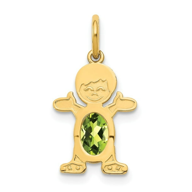 Roy Rose Jewelry 14K Yellow Gold Boy 6x4 Oval Genuine Peridot-August Birthstone Charm Pendant