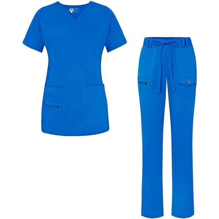 Adar Pro Breakthrough Plus Scrub Set For Women - Enhanced V-Neck Top & Multi Pocket Pants - Petite / Tall