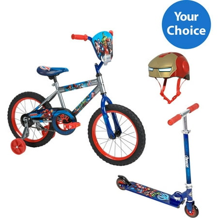 Your Choice: Huffy Marvel Avengers Boy;s Bike or Folding Kick Scooter w/ Safety Gears Bundle