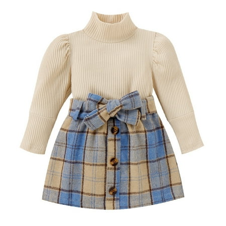 Baozhu Toddler Baby Girl Skirt Outfit Solid Color Long Sleeve Turtleneck Knit Sweater Plaid Skirts 2Pcs Fall Winter Clothes 2-3 Years
Baozhu Toddler Baby Girl Skirt Outfit Solid Color Long Sleeve Turtleneck Knit Sweater Plaid Skirts 2Pcs Fall Winter Clothes 2-3 Years