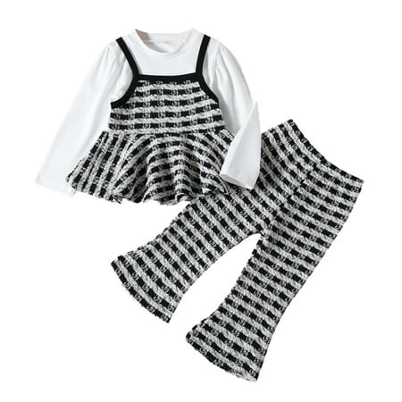 NKOOGH Plaid Bell Bottom Pants Set Long Sleeve T Shirt Pullover for Girls Outfit Fashion Autumn Comfortable Kids Trendy Clothes Black 120
NKOOGH Plaid Bell Bottom Pants Set Long Sleeve T Shirt Pullover for Girls Outfit Fashion Autumn Comfortable Kids Trendy Clothes Black 120