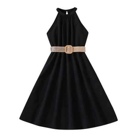 Children Dress Solid Color Hanging Neck Waist Collection Dress Princess Dress Fashion Outwear Baby Girl Clothes
Children Dress Solid Color Hanging Neck Waist Collection Dress Princess Dress Fashion Outwear Baby Girl Clothes