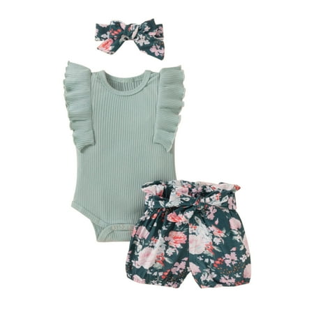 EHTMSAK Newborn Infant Toddler Baby Girl Short Sleeve Bodysuit and Shorts Set Outfits Clothing Set Summer Mint Green 1M-2Y 100
EHTMSAK Newborn Infant Toddler Baby Girl Short Sleeve Bodysuit and Shorts Set Outfits Clothing Set Summer Mint Green 1M-2Y 100