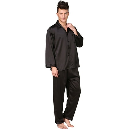 Men s Classic Satin Pajama Set Sleepwear Long Sleeve Two-piece Button Down V Neck Sleepshirt with Long Silky Pajamas Pants Elastic Waist Ankle-length Two-piece Fall Comfy Loungewear S-XL Black
Men s Classic Satin Pajama Set Sleepwear Long Sleeve Two-piece Button Down V Neck Sleepshirt with Long Silky Pajamas Pants Elastic Waist Ankle-length Two-piece Fall Comfy Loungewear S-XL Black