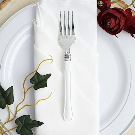 BalsaCircle 25 Pieces 7 Silver Disposable Plastic Forks White Handle Silverware
BalsaCircle 25 Pieces 7 Silver Disposable Plastic Forks White Handle Silverware