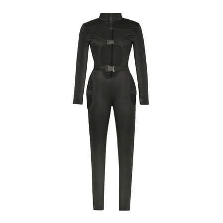 Womens Bodycon Buckle High Neck Jumpsuit Ladies Sexy Hollow Out Long Sleeve Rompers One Piece Bodysuit Overall Clothes Club Party
Womens Bodycon Buckle High Neck Jumpsuit Ladies Sexy Hollow Out Long Sleeve Rompers One Piece Bodysuit Overall Clothes Club Party