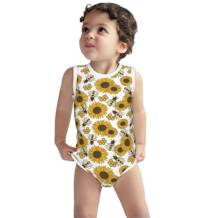 Vsdgher Sunflowers and Bees Print Baby Unisex Baby Cotton Sleeveless Bodysuits Soft and velvety comfortable and breathable
Vsdgher Sunflowers and Bees Print Baby Unisex Baby Cotton Sleeveless Bodysuits Soft and velvety comfortable and breathable