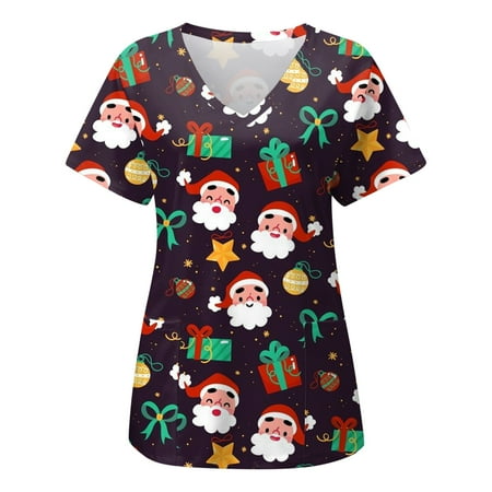 Scrub Tops for Women Christmas Short Sleeve Shirts Relaxed-Fit V-Neck Classic Graphic Tees Printed Shirt Blouses Workwear
Scrub Tops for Women Christmas Short Sleeve Shirts Relaxed-Fit V-Neck Classic Graphic Tees Printed Shirt Blouses Workwear