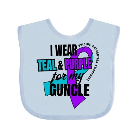Inktastic Suicide Prevention I Wear Teal and Purple for My Guncle Gift Baby Boy or Baby Girl Bib