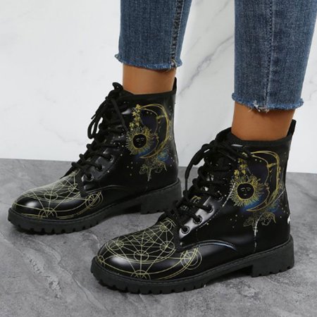 Sun & Moon & Star Pattern Ankle Boots Lace Up Chunky Round Toe Platform Sneakers Women‘s Footwear
Sun & Moon & Star Pattern Ankle Boots Lace Up Chunky Round Toe Platform Sneakers Women‘s Footwear