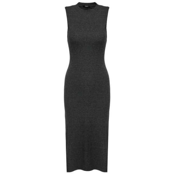 Lady Women's Bodycon Sleeveless Side Slit Midi Dress Backless Slim Fit Party Dress