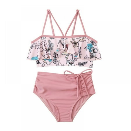 Girl s Swimsuit Drawstring Two Piece Bathing Suits Printed Bikini Kids Hawaii Swimwear 4-14 Years
Girl s Swimsuit Drawstring Two Piece Bathing Suits Printed Bikini Kids Hawaii Swimwear 4-14 Years