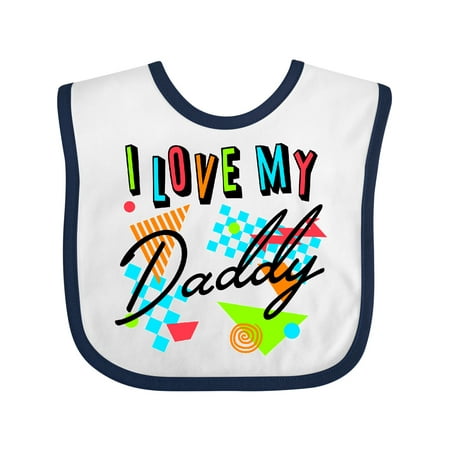 Inktastic I Love My Daddy- 80s Retro Style Gift Baby Boy or Baby Girl Bib