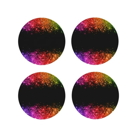 Leather Coasters Set of 4 - Rainbow Glitter Border Lightweight Non-Slip Drink Coasters for Desk Anti-Scalding Desk Cup Coasters for Office Table Decor Round Shape
Leather Coasters Set of 4 - Rainbow Glitter Border Lightweight Non-Slip Drink Coasters for Desk Anti-Scalding Desk Cup Coasters for Office Table Decor Round Shape