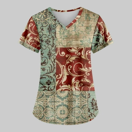 Yubatuo Women Plus Size Scrubs Top with Pockets V-Neck Short Sleeve Animal Print Work Blouse for Women Khaki 2XL
Yubatuo Women Plus Size Scrubs Top with Pockets V-Neck Short Sleeve Animal Print Work Blouse for Women Khaki 2XL
