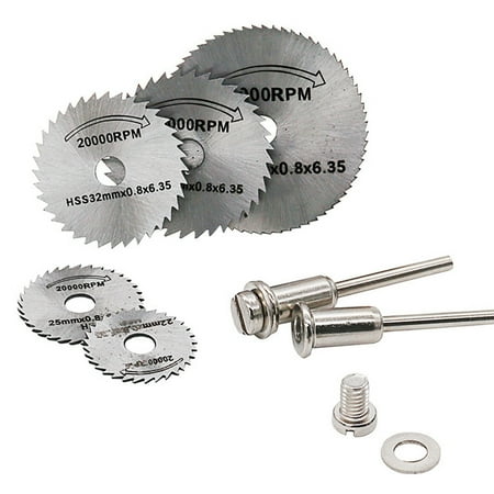 

5x HSS Circular Wood Cutting Saw Blade Discs + 2x Mandrel Drill For Rotary Tool Tools Silver