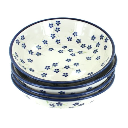 Blue Rose Polish Pottery Willow 4 PC Large Salad Bowl Set