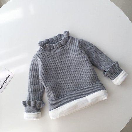 0-7 T Toddler Girls Sweaters with Fleece Kids Little Girls Knitted Long Sleeve Ruffle-collar Knit Sweater Undershirt-Gray 5-6 Years
0-7 T Toddler Girls Sweaters with Fleece Kids Little Girls Knitted Long Sleeve Ruffle-collar Knit Sweater Undershirt-Gray 5-6 Years