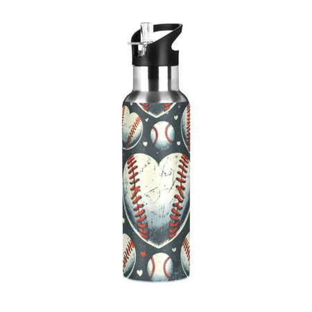ALAZA Baseball Heart Shape Water Bottle Insulated Flask Stainless Steel Straw Lid 20 oz
ALAZA Baseball Heart Shape Water Bottle Insulated Flask Stainless Steel Straw Lid 20 oz